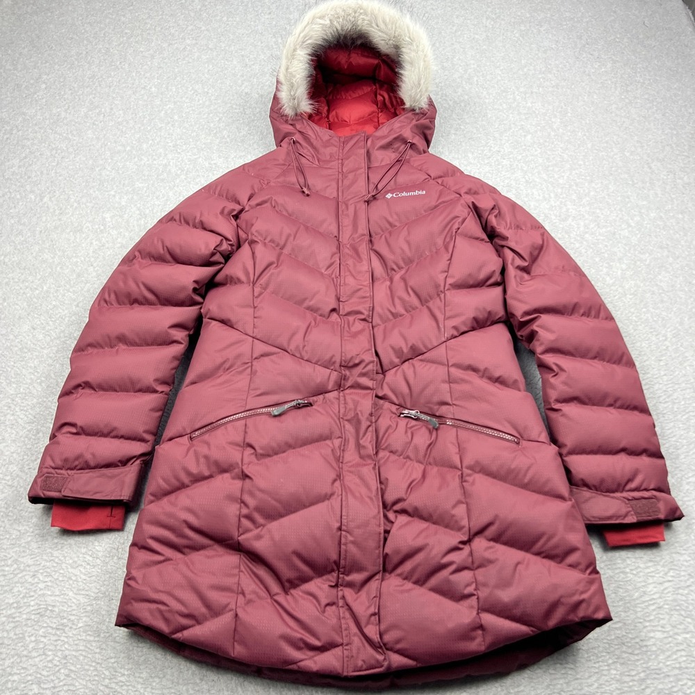 Columbia Lay D Down II Jacket Womens Medium Burgundy Faux Fur Omni-Heat Lined**
